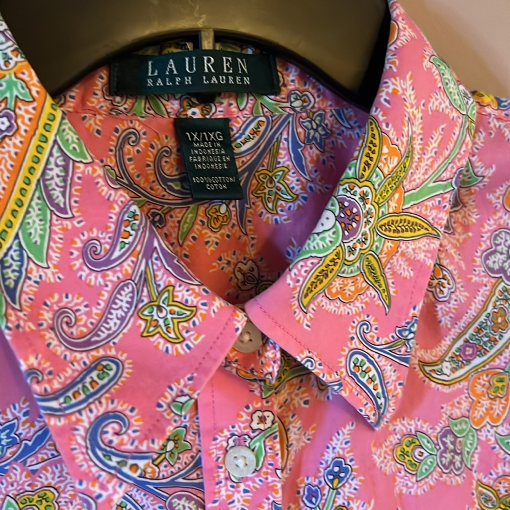 Lauren Ralph Lauren Pink Paisley Button-Up Shirt - Picture 2 of 7